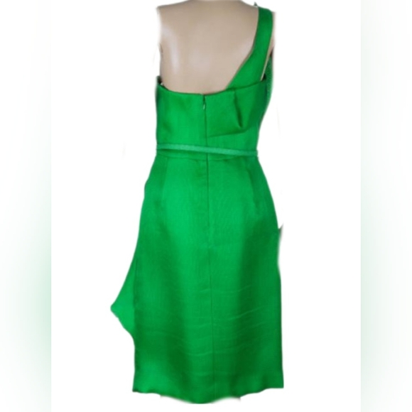 $3,900 OSCAR DE LA RENTA SILK GREEN ONE SHOULDER RUNWAY DRESS US 4 S - Picture 5 of 8